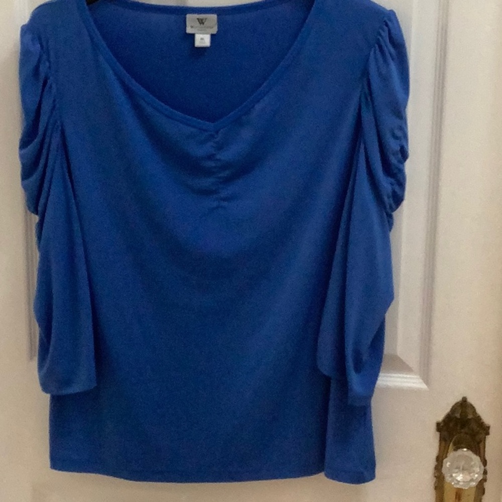 Women blue blouse , XL in great condition puffy sleeves.